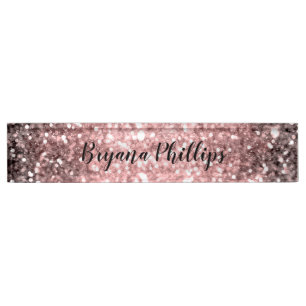Rose Gold Sparkle Lights Glitter Sparkly Beauty Nameplate