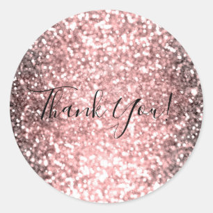 Rose Gold Sparkle Lights Glitter Sparkly Sweet 16 Classic Round Sticker