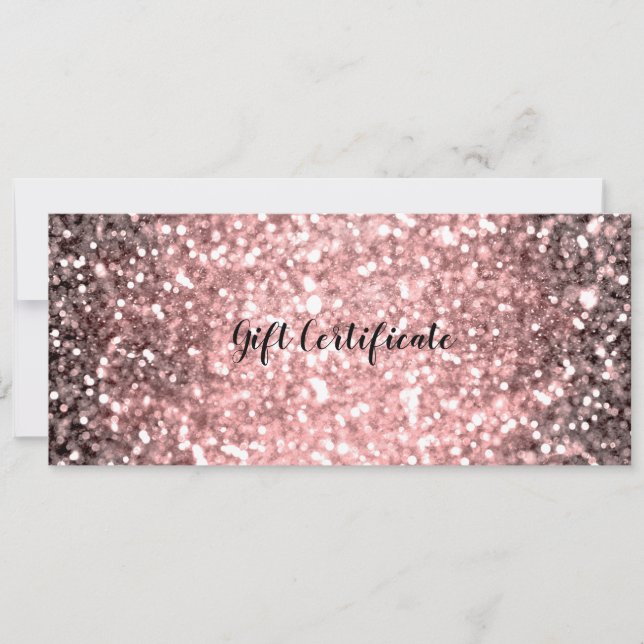 Rose Gold Sparkle Lights Sparkly Gift Certificate Invitation (Front)