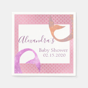 Rose Gold Sparkle Mermaid Baby Shower Napkin