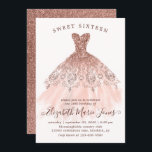 Rose Gold Sparkle Pink Dress Sweet 16th Birthday Invitation<br><div class="desc">Pink Rose Gold Sparkle Dress Sweet 16th Birthday Invitation</div>