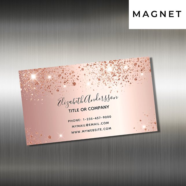 Rose gold sparkles elegant 	Magnetic business card (Creator Uploaded)
