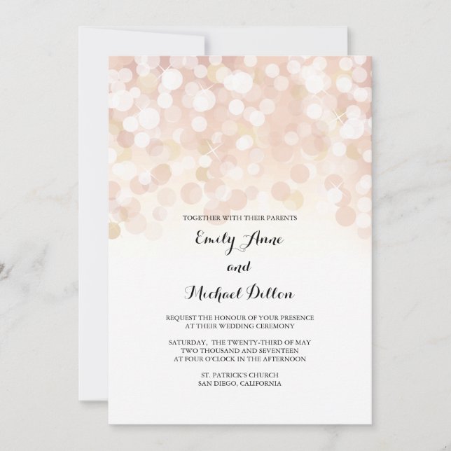 Rose Gold Sparkles Wedding Invitation (Front)
