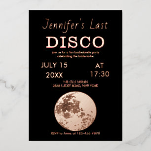 Rose gold sparkling disco ball Bride's last disco