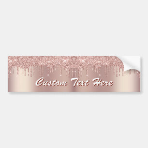 Rose Gold Sparkly Bumper Sticker with Custom Text
