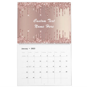 Rose Gold Sparkly Calendar Gift Personalised Text