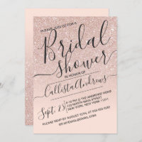 Rose Gold Sparkly Faux Glitter Ombre Bridal Shower