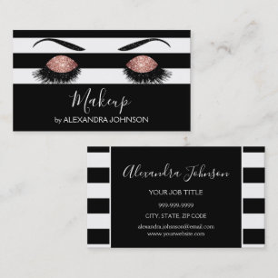 Rose Gold Sparkly Glitter Modern Makeup Business Card