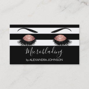 Rose Gold Sparkly Glitter Modern Microblading Business Card