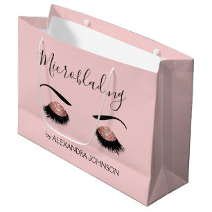 Rose Gold Sparkly Glitter Modern Microblading Large Gift Bag
