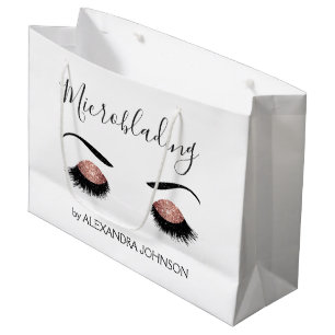 Rose Gold Sparkly Glitter Modern Microblading Large Gift Bag
