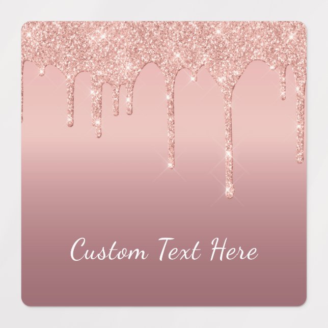Rose Gold Sparkly Stickers with Custom Text (Design 3)