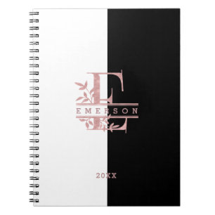Rose Gold Split Custom Monogram E F G H I J Notebook