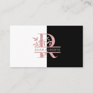 Rose Gold Split Custom Monogram Letter R Q S T U Business Card