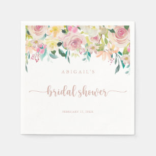 Rose Gold Spring Floral Bridal Shower  Napkin