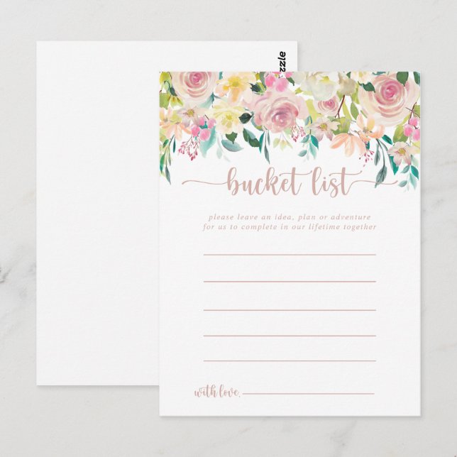 Rose Gold Spring Floral Bucket List Cards (Front/Back)