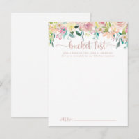 Rose Gold Spring Floral Wedding Bucket List Cards