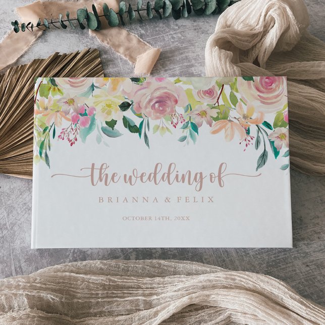 Rose Gold Spring Floral Wedding   Guest Book (Creator Uploaded)