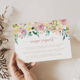 Rose Gold Spring Floral Wedding Recipe Request   Enclosure Card