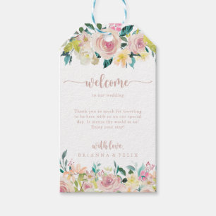 Rose Gold Spring Floral Wedding Welcome  Gift Tags