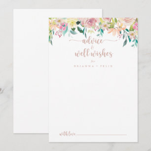 Rose Gold Spring Floral Wedding Well Wishes   Advice Card
