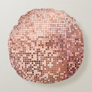 Rose gold: square mosaic tiles. round cushion