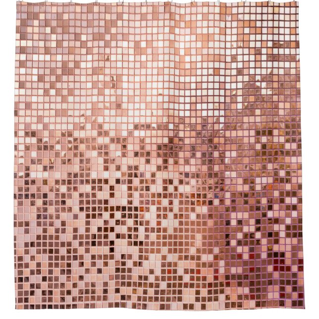 Rose gold: square mosaic tiles. shower curtain (Front)