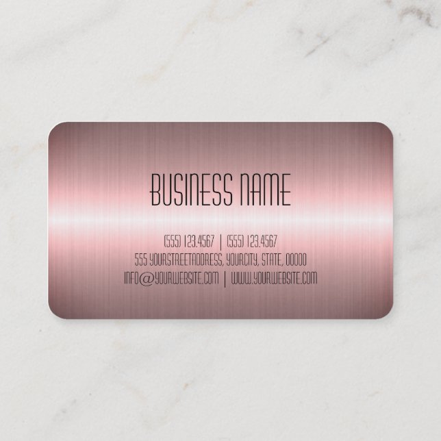 Rose Gold Stainless Steel Metal Look Business Card (Back)