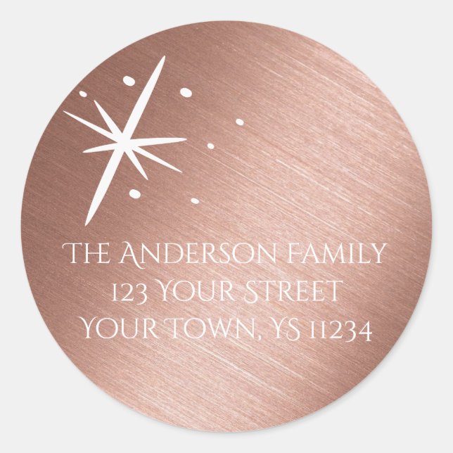 Rose Gold Star Classic Round Sticker (Front)