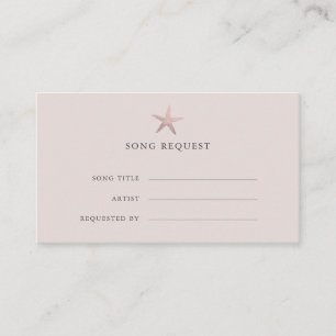 Rose Gold Starfish coastal wedding song request Enclosure Card