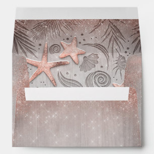 Rose Gold Starfish Nautical Beach Inspired Rustic Envelope