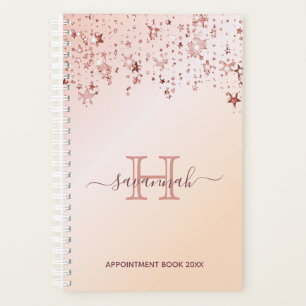 Rose gold stars appointments monogram planner