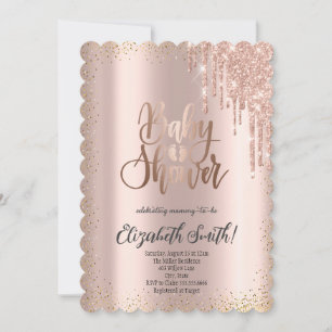 Rose gold, stars Baby Shower Invitation