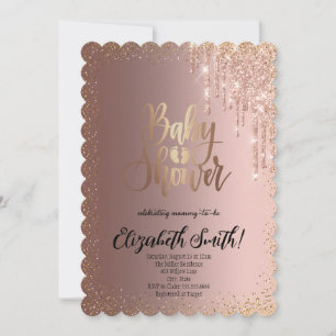 Rose gold, stars Baby Shower Invitation