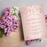 Rose gold stars birthday invitation<br><div class="desc">A modern,  stylish and glamorous invitation for a woman's 50th (or any age) birthday party.  A faux rose gold metallic looking background with an elegant faux rose gold twinkling stars. The name is written with a modern dark rose gold colored hand lettered style script.  Templates for your party details.</div>