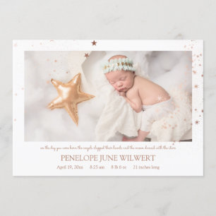 Rose Gold Stars Girl Birth Announcement