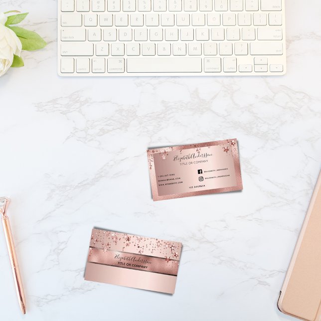 Rose gold stars makeup artist elegant business card (Creator Uploaded)