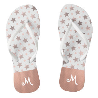 Rose Gold Stars Monogrammed Flip Flops