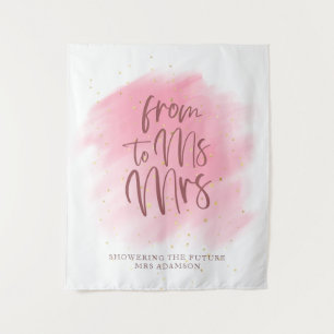 Rose Gold Stars Ms to Mrs Bridal Shower Backdrop Tapestry