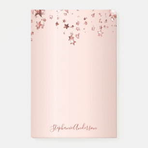 Rose gold stars name elegant post-it notes