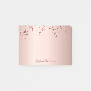 Rose gold stars name post-it notes