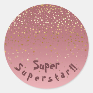 Rose Gold Stars Themed "Superstar" Classic Round Sticker
