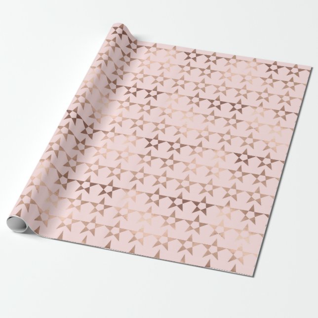 Rose Gold Stars Wrapping Paper (Unrolled)