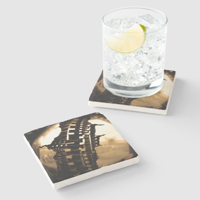 Rose Gold Steampunk  Stone Coaster (Side)