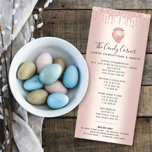 Rose Gold Strawberry Glitter Drips Dessert Menu