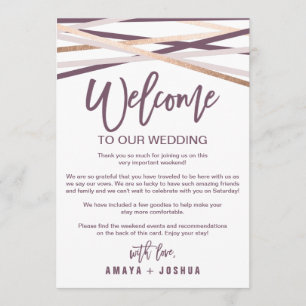 Rose Gold Streamers Welcome Letter & Itinerary Programme
