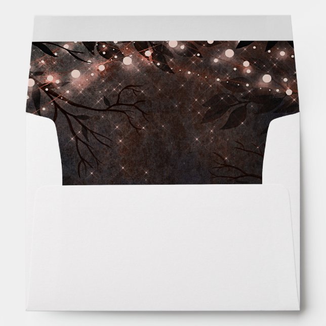 Rose Gold String of Lights Wedding Envelope (Back (Bottom))