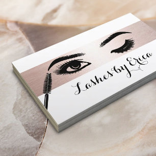 Rose Gold Stripe Lashes Eyelash Eyes Makeup Artist Business Card