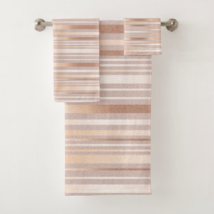 Rose Gold Stripes Bath Towel Set