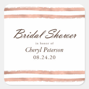 Rose Gold Stripes Bridal Shower Sticker